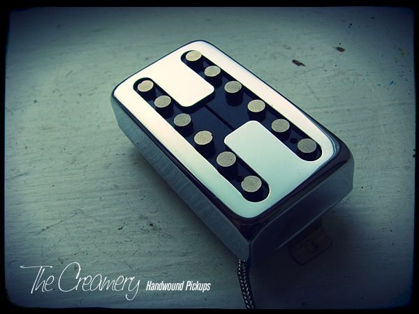 Creamery Custom Handwound Domino Single Coil Voiced Replacement Humbucker Sized Pickup Chrome H-Gate Cover